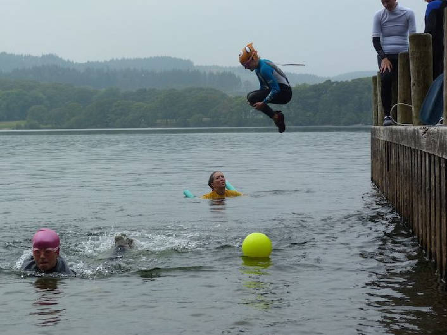 Learning how to enter the water from a height 3 waterwise cumbria open water swimming water safety jacqui young stay safe courses instructor school