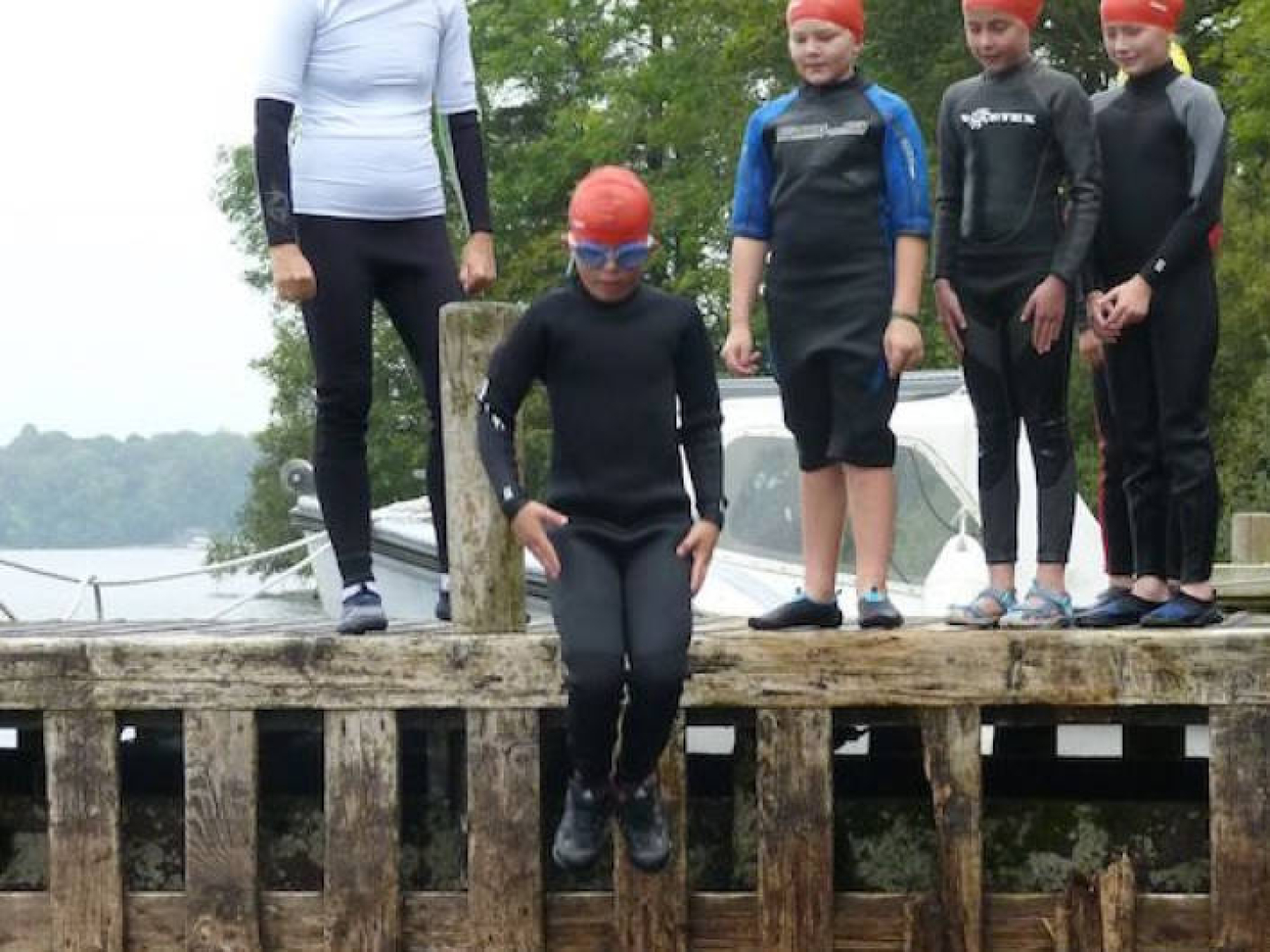 Learning how to enter the water from a height 4 waterwise cumbria open water swimming water safety jacqui young stay safe courses instructor school